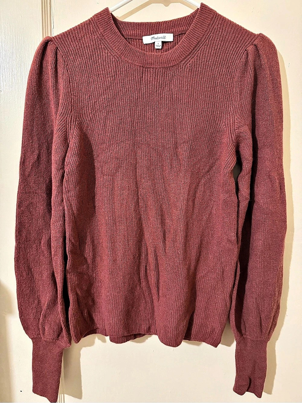 Madewell Ribbed Crewneck Sweater in Red S